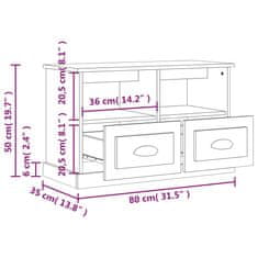 Vidaxl TV skříňka hnědý dub 80 x 35 x 50 cm kompozitní dřevo