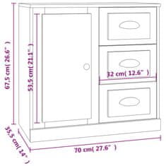 Vidaxl Příborník bílý vysoký lesk 70 x 35,5 x 67,5 cm kompozitní dřevo