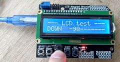 HADEX Displej LCD1602A s klávesnicí, 16x2 znaků, modré podsvícení