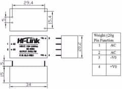 Spínaný zdroj Hi-Link HLK-PM01 3W 5V/0,6A