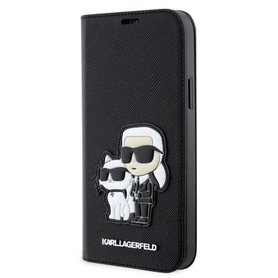 Karl Lagerfeld Lagerfeld PU Saffiano Karl and Choupette NFT Book Pouzdro pro iPhone 12/12 Pro Black