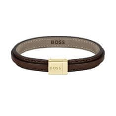 Hugo Boss Hnědý kožený náramek pro muže Grover 1580329 (Délka 17,5 cm)