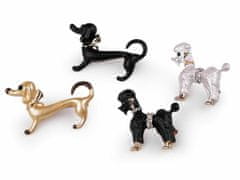 Kraftika 1ks zlatá sv. brož pes, kovové a skleněné brože, bižuterie