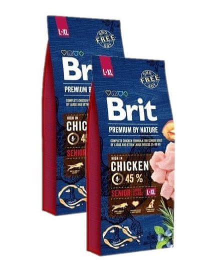 Brit Premium By Nature Senior Large/Extra Large Chicken 2x15 kg granule pro starší psy velkých a obřích plemen s kuřecím masem 30 kg