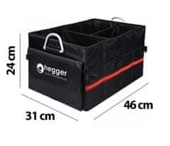 HEGGER® HEGGER Car Boot Organiser Taška do kufru auta 46 x 31 x 24 cm Skládací taška do auta s 5 vnějšími kapsami v černé barvě s protiskluzovými pásky na suchý zip