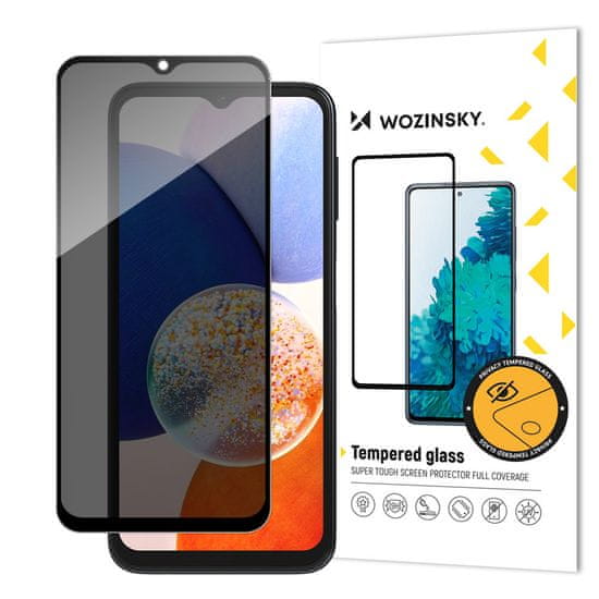 WOZINSKY Anti Spy Celoplošně lepené tvrzené sklo 9H na Samsung Galaxy A14 5G / Galaxy A14