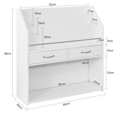 SoBuy SoBuy KMB39-W Dětská police na knihy Dětská knihovna Police na hračky Úložná police pro děti Organizér na hračky Bílá 85x86x26cm