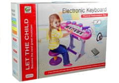 Lean-toys Organky Pianinko Mikrofon Stolička Porty Usb Růžová