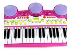 Lean-toys Organky Pianinko Mikrofon Stolička Porty Usb Růžová