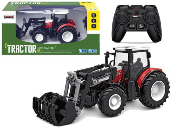 shumee Červený dálkově ovládaný traktor 2,4 G pohyblivá lopata 1:24