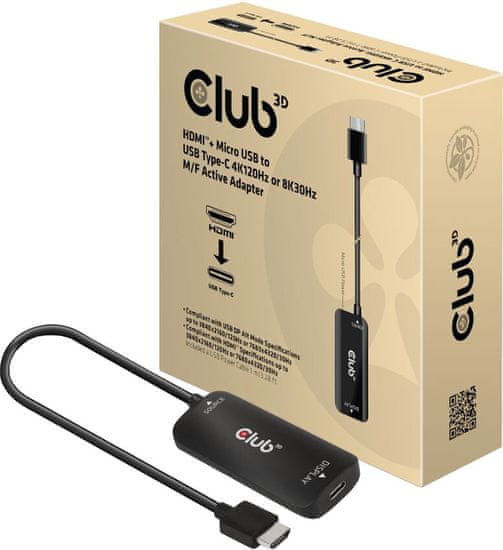 Club 3D Adaptér HDMI + Micro USB na USB-C 4K120Hz/8K30Hz, Active Adapter M/F