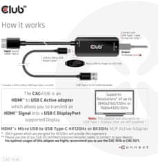 Club 3D Adaptér HDMI + Micro USB na USB-C 4K120Hz/8K30Hz, Active Adapter M/F