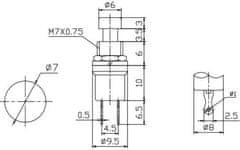 HADEX Tlačítko PBS-10B, OFF-(ON) 1pol.250V/0,5A černé