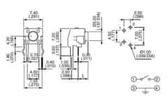 HADEX Mikrospínač 6x6mm úhlový v=6,8mm