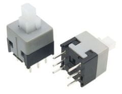 HADEX Přepínač stiskací ON-ON 2pol.30V/0,5A TURBO SWITCH 8,5x8,5x8,5mm