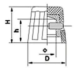 HADEX Přístrojový knoflík K16-2 19x16mm, hřídel 4mm, černý