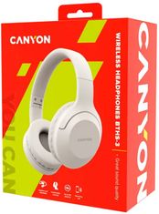 Canyon headset BTHS-3, USB-C, BT V5.1 JL6956, baterie 300mAh až 15h, 20Hz-20KHz, béžová (slonová kost)