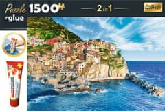 Trefl Sada 2v1 puzzle Manarola, Ligurie, Itálie 1500 dílků s lepidlem