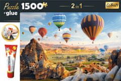 Trefl Sada 2v1 puzzle Tajemná Kapadokie 1500 dílků s lepidlem