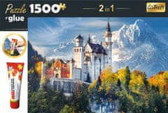 Trefl Sada 2v1 puzzle Zámek Neuschwanstein na podzim 1500 dílků s lepidlem