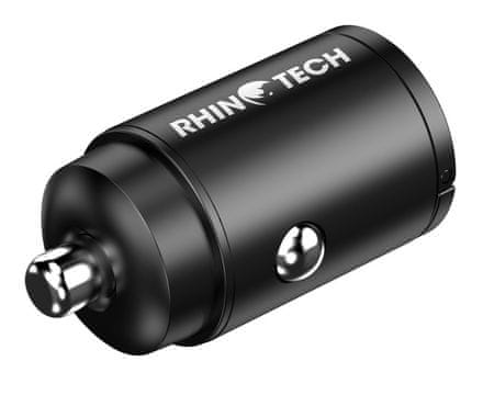 Avtomobilski polnilec avtomobilski polnilni adapter Rhinotech Mini USB-C USB-A vrata 30 W črna RTACC324 prenosni računalnik tablični računalnik mobilni telefon