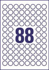 Avery Zweckform Kulaté etikety 6222-10 | Ø 20 mm, 10xA4, 880 ks, bílá