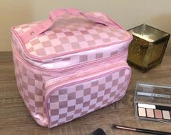 INNA Toaletní taška Make Up Bag Make Up Bag Toaletní taška Cestovní taška Travelcosmetic s rukojetí Kosmetické pouzdro v světle růžová
