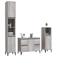 Greatstore 3dílný set koupelnového nábytku šedý sonoma kompozitní dřevo