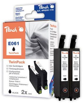 Peach PEACH Epson Stylus E061, D88, black, T0611, TwinPack