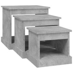 Greatstore Hnízdové stolky 3 ks betonově šedé kompozitní dřevo
