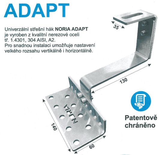 Noria FVE univerzální střešní hák NORIA ADAPT