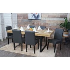 MCW Sada 6 židlí do jídelny Kuchyňská židle Littau ~ imitace kůže, šedá matná, tmavé nohy