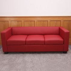 MCW 3místná pohovka lounge sofa Lille ~ imitace kůže, červená