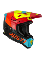 JUST 1 HELMETS Moto přilba JUST1 J22C ADRENALINE carbon červeno/modro/fluo žlutá XS