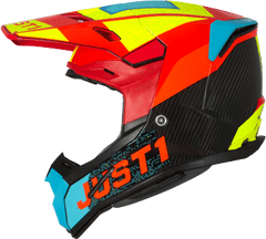 JUST 1 HELMETS Moto přilba JUST1 J22C ADRENALINE carbon červeno/modro/fluo žlutá XS