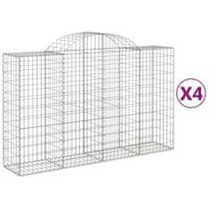 Vidaxl Klenuté gabionové koše 4 ks 200x50x120/140cm pozinkované železo