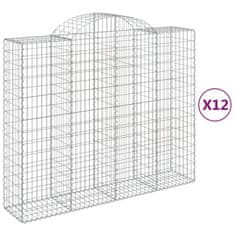 Vidaxl Klenuté gabionové koše 12ks 200x50x160/180cm pozinkované železo