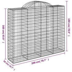 Vidaxl Klenuté gabionové koše 3 ks 200x50x160/180cm pozinkované železo