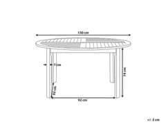 Beliani Akátový zahradní stůl světlé dřevo 150 cm TOLVE