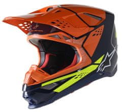 Alpinestars přilba SUPERTECH S-M8 FACTORY, ALPINESTARS (tmavá modrá/oranžová/žlutá fluo lesklá) 2023 (Velikost: XS) 8302222-7445