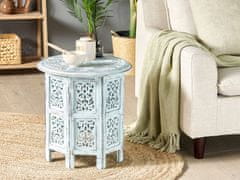 Beliani Boční stolek z mangového dřeva modrý BORAI