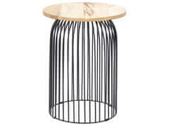 Beliani Boční stolek z mangového dřeva světlý/ černý WILLS