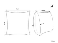 Beliani Sada 2 polštářů s třásněmi 45 x 45 cm béžové/bílé GERANIUM