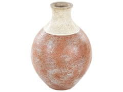 Beliani Terakotová dekorativní váza 37 cm bílá/hnědá BURSA