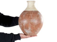 Beliani Terakotová dekorativní váza 37 cm bílá/hnědá BURSA