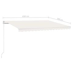 Vidaxl Automatická markýza LED a senzor větru 450 x 300 cm krémová