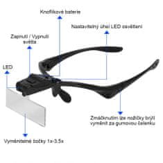 Verkgroup Lupové brýle (1x;1,5x;2x;2,5x;3,5x) s LED osvětlením V-09021