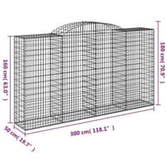 Vidaxl Klenuté gabionové koše 7 ks 300x50x160/180cm pozinkované železo