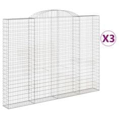 Vidaxl Klenuté gabionové koše 3 ks 300x30x220/240cm pozinkované železo