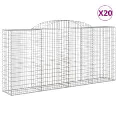 Vidaxl Klenuté gabionové koše 20ks 300x50x140/160cm pozinkované železo